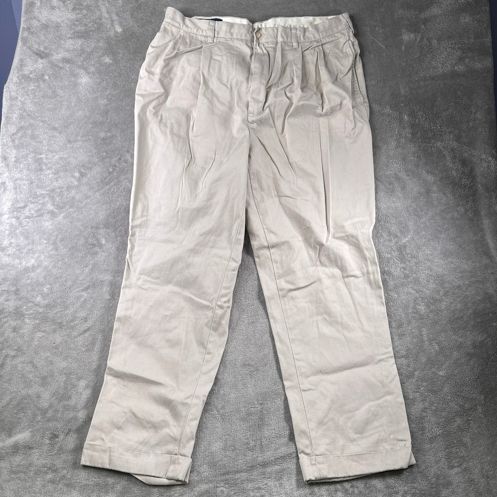Vintage Polo Ralph Lauren Hammond Pant Men Fits 38x29 Khaki Pleated Chino Cuffed